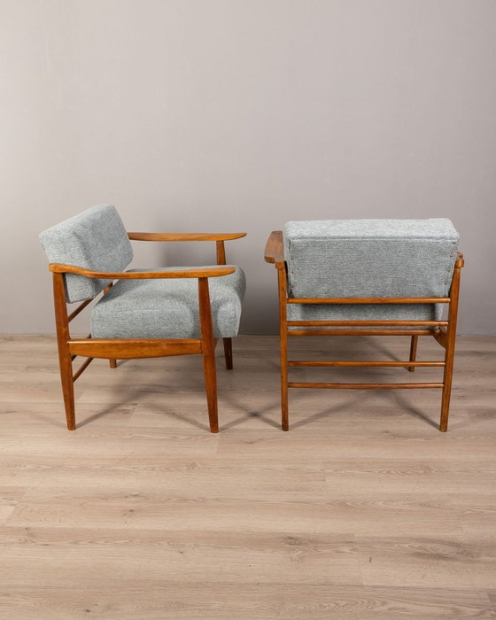 Image 1 of Set van 2 Vintage Italiaanse fauteuils in grijze stof