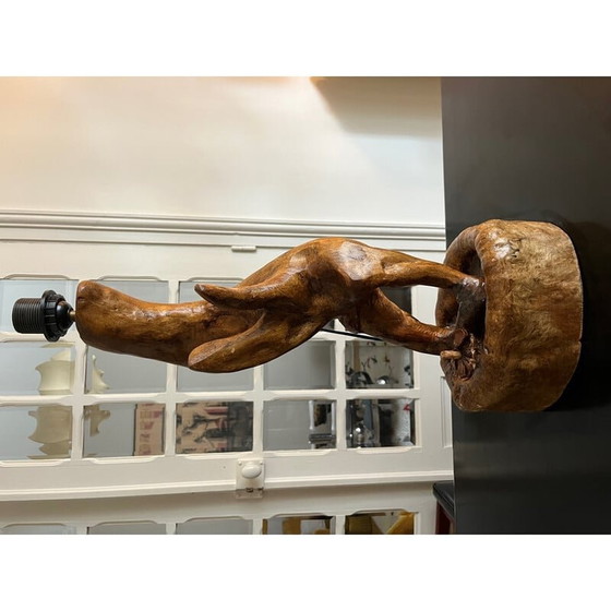 Image 1 of Vintage Brutalistische lamp van gedraaid hout, 1970
