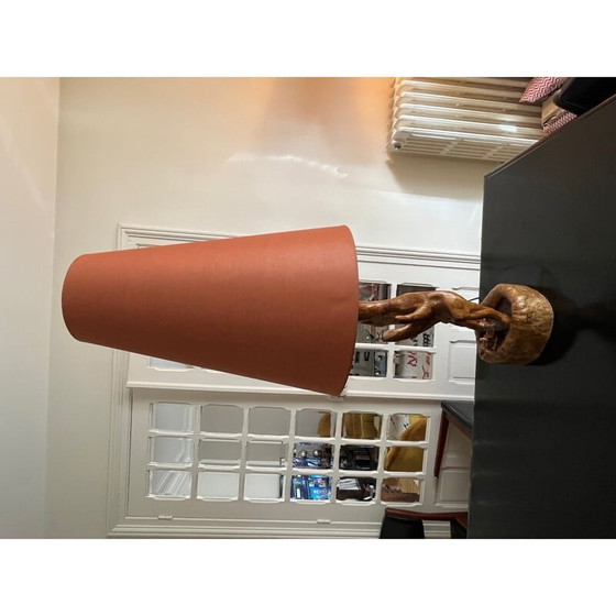 Image 1 of Vintage Brutalistische lamp van gedraaid hout, 1970