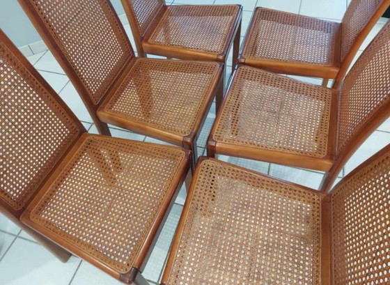 Image 1 of Suite van 6 Cannage Stoelen Italiaans Ontwerp Vintage 1970