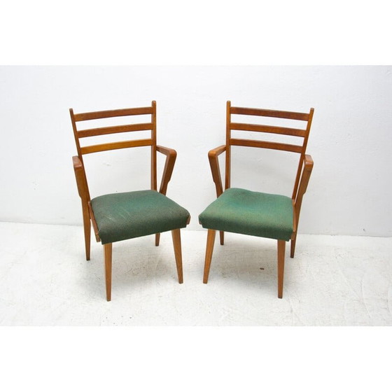 Image 1 of Paar vintage gebogen houten bureaustoelen, Tsjecho-Slowakije 1960