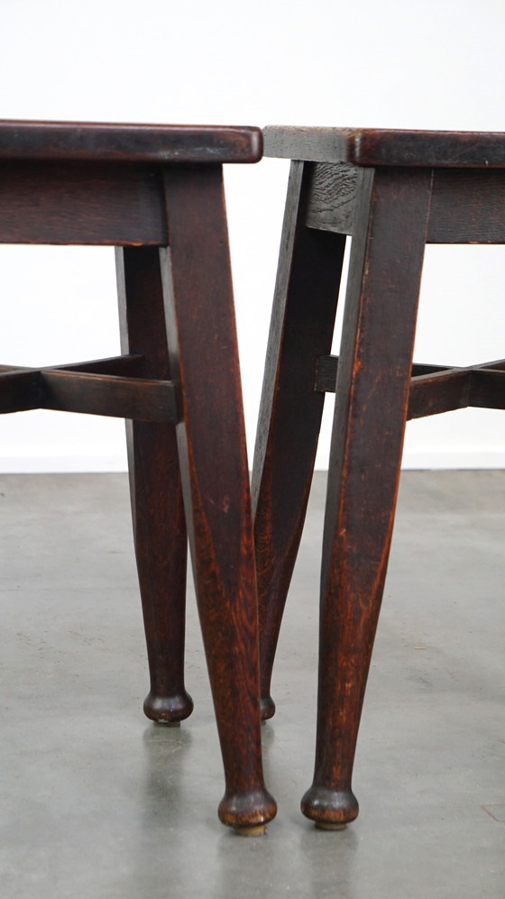 Image 1 of 2 x Eikenhouten kruk/ stool