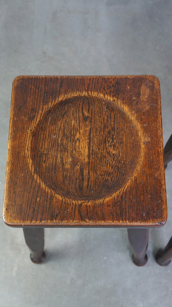 Image 1 of 2 x Eikenhouten kruk/ stool