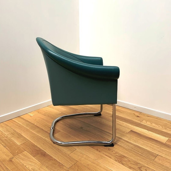 Image 1 of Set van 3 vintage leren fauteuils van Slitta Slinan voor Poltrona Frau