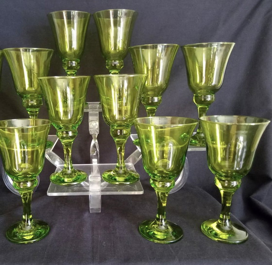 Image 1 of Bormioli Rocco - Set van 12 groene wijnglazen