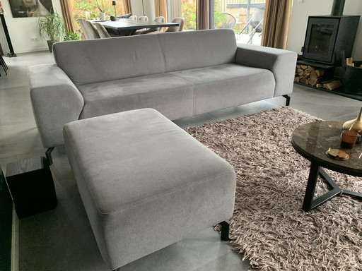 Light Gray Montel Sofa With Hocker