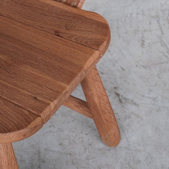 Image 1 of Vintage brutalistische eikenhouten stoel van De Puydt, België 1970