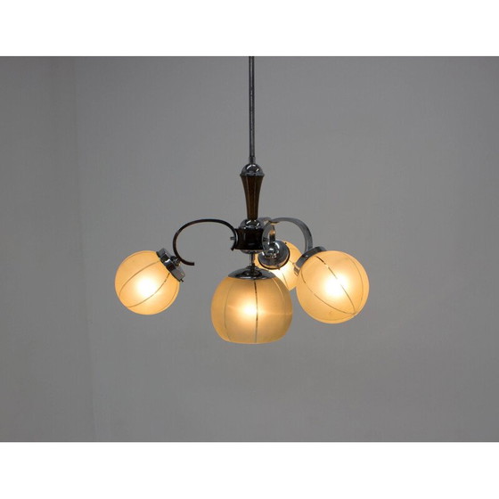 Image 1 of Vintage Art Deco kroonluchter in chroom, 1940