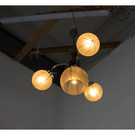 Image 1 of Vintage Art Deco kroonluchter in chroom, 1940