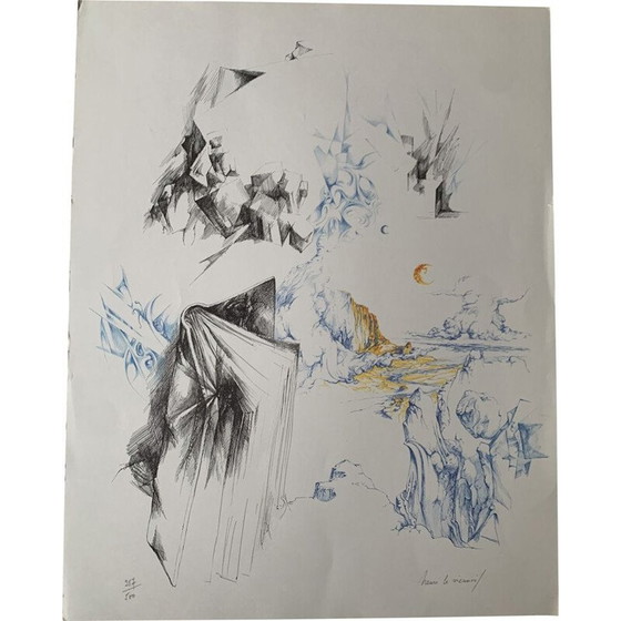 Image 1 of Vintage litho buitengewone reis tussen de pagina's van een boek door Henri Le Viennois, 1969