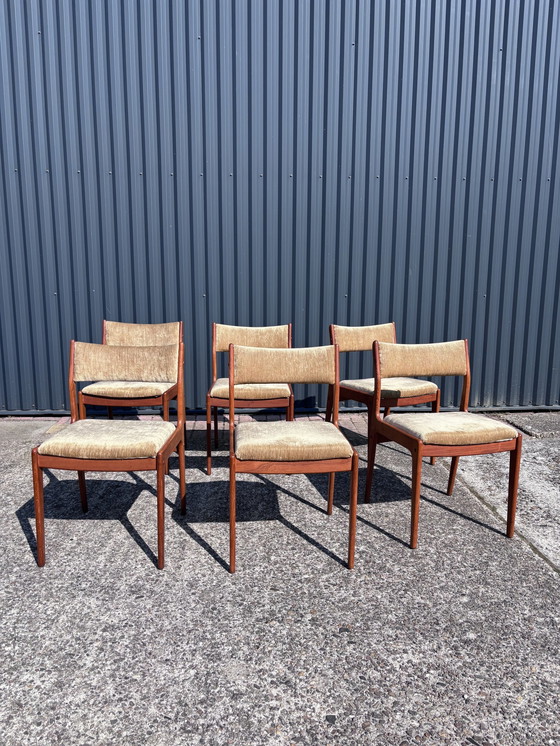 Image 1 of 6 X Vintage Eetkamerstoelen Deens  Teak