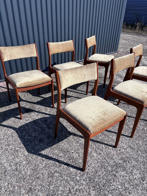 Image 1 of 6 X Vintage Eetkamerstoelen Deens  Teak