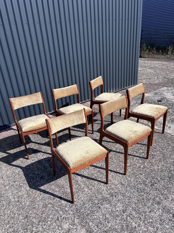 Image 1 of 6 X Vintage Eetkamerstoelen Deens  Teak