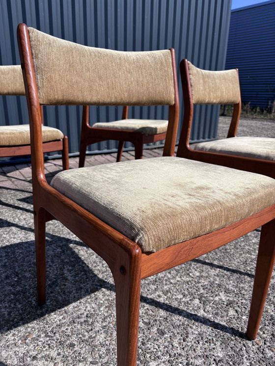 Image 1 of 6 X Vintage Eetkamerstoelen Deens  Teak