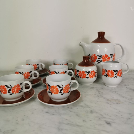 Vintage, Koffieservies 9 Delig, Kop En Schotels Servies