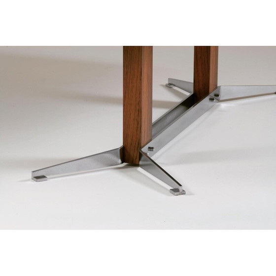 Image 1 of Vintage salontafel van rozenhout en geborsteld metaal, 1960