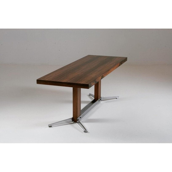 Image 1 of Vintage salontafel van rozenhout en geborsteld metaal, 1960