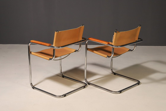 Image 1 of Paar sledestoelen van stalen buizen van Marcel Breuer, jaren 1970