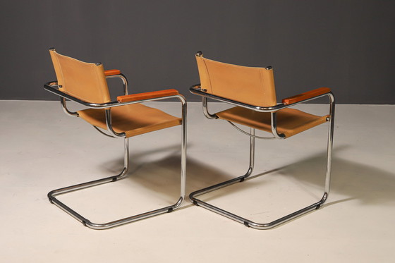 Image 1 of Paar sledestoelen van stalen buizen van Marcel Breuer, jaren 1970