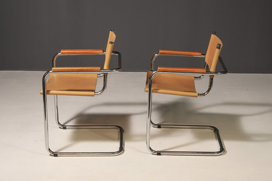 Image 1 of Paar sledestoelen van stalen buizen van Marcel Breuer, jaren 1970