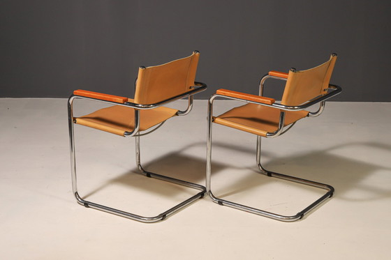 Image 1 of Paar sledestoelen van stalen buizen van Marcel Breuer, jaren 1970