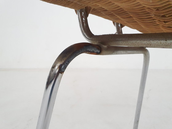 Image 1 of Mid Century rotan en metalen eetkamerstoel, Nederland 1960'S