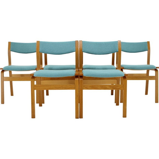 Set van 6 vintage stoelen van gebogen hout, Denemarken 1960
