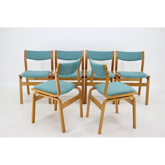 Image 1 of Set van 6 vintage stoelen van gebogen hout, Denemarken 1960