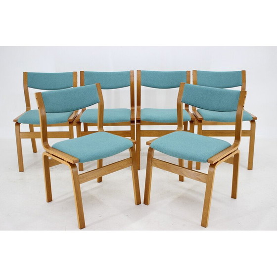 Image 1 of Set van 6 vintage stoelen van gebogen hout, Denemarken 1960