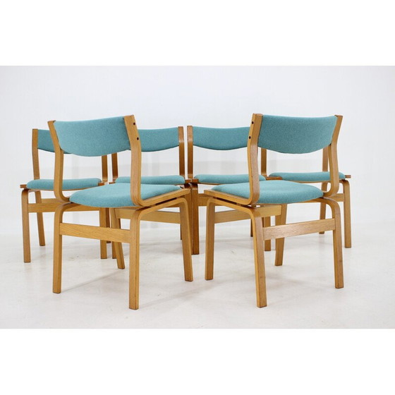Image 1 of Set van 6 vintage stoelen van gebogen hout, Denemarken 1960