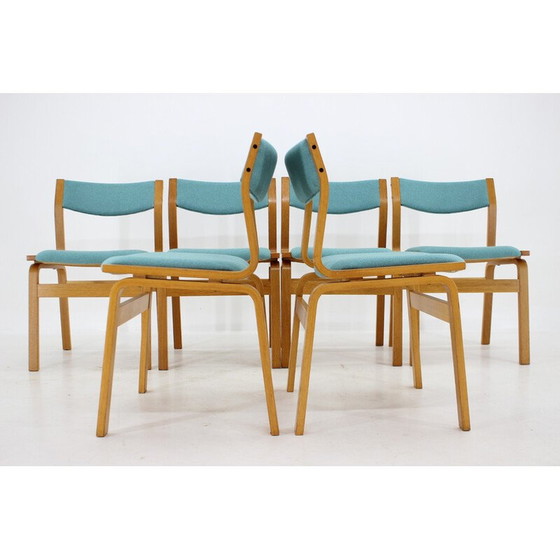 Image 1 of Set van 6 vintage stoelen van gebogen hout, Denemarken 1960