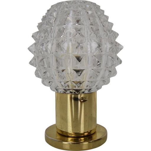 Vintage wandlamp van glas en messing door Kamenicky Senov, Tsjecho-Slowakije 1960