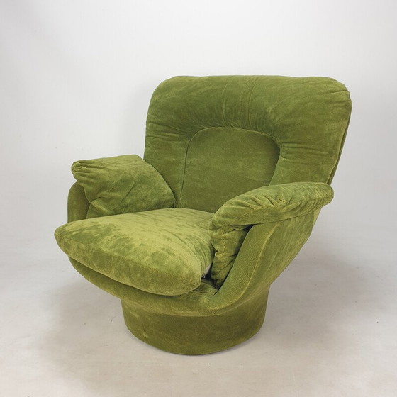 Image 1 of Vintage Space Age "Karate" fauteuil in glasvezel en fluwelen stof van Michel Cadestin voor Airborne, Frankrijk 1970