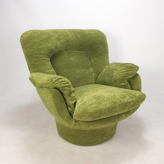 Image 1 of Vintage Space Age "Karate" fauteuil in glasvezel en fluwelen stof van Michel Cadestin voor Airborne, Frankrijk 1970