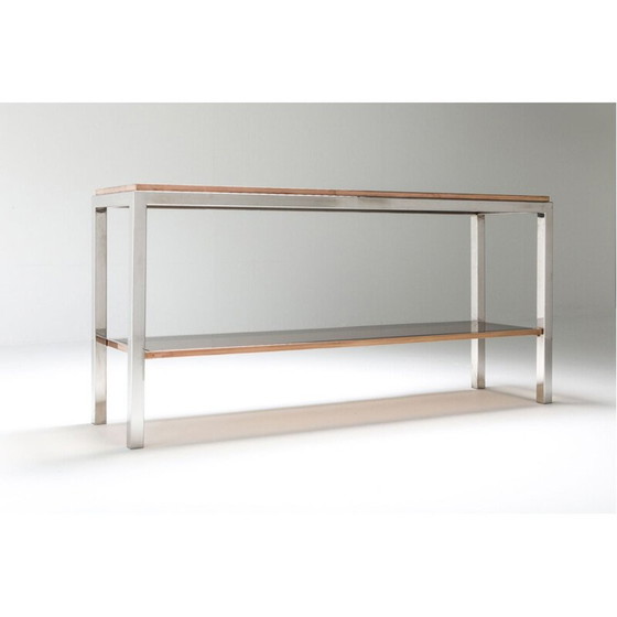 Image 1 of Vintage consoletafel met 2 niveaus chroom en messing