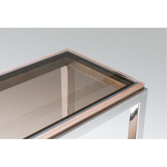 Image 1 of Vintage consoletafel met 2 niveaus chroom en messing