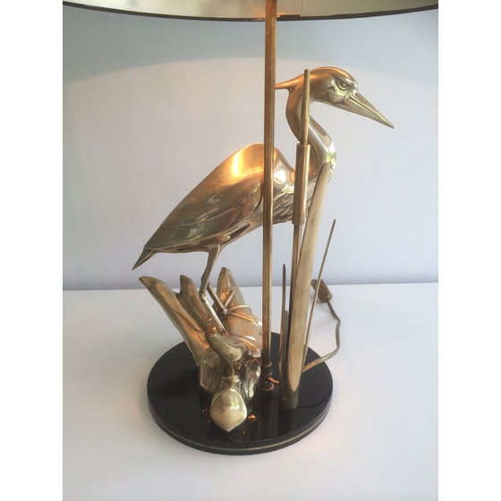 Image 1 of Vintage messing lamp met reiger, 1970