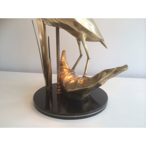Image 1 of Vintage messing lamp met reiger, 1970