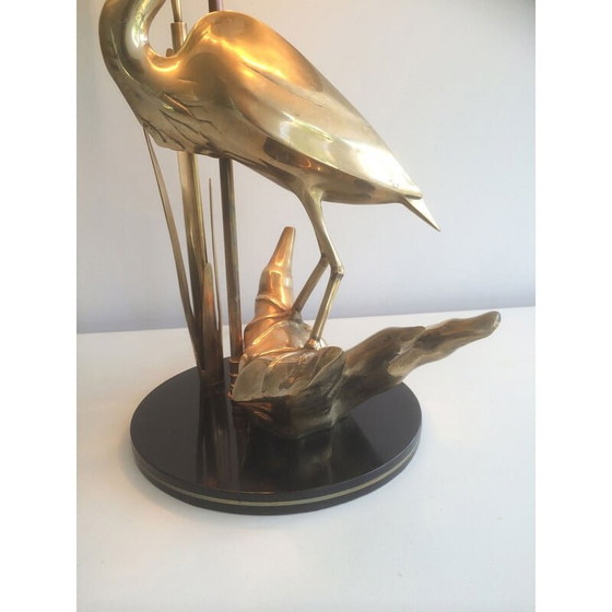 Image 1 of Vintage messing lamp met reiger, 1970