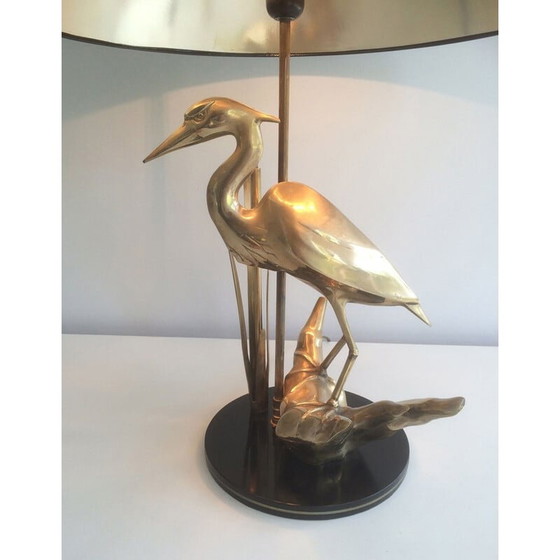 Image 1 of Vintage messing lamp met reiger, 1970