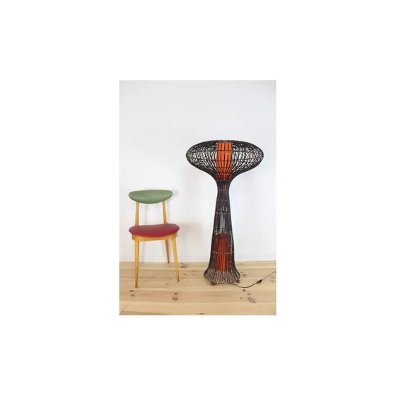 Image 1 of Vintage paddestoel vloerlamp in rotan, 1960-1970