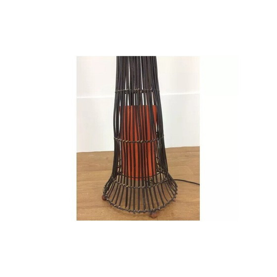Image 1 of Vintage paddestoel vloerlamp in rotan, 1960-1970
