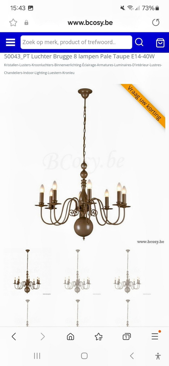 Image 1 of Linea Verdace Brugge Kroonluchter 8 Lampen