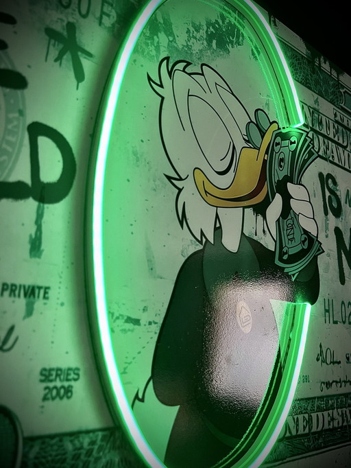 Ledmansion Scrooge Mcduck Neon Popart Muurkunst Led Lamp