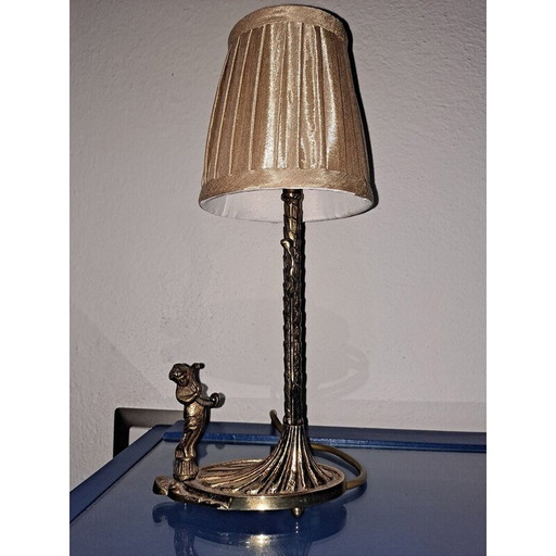 Vintage messing Art Deco lamp met cherubijn, jaren 1940