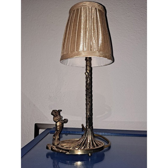 Image 1 of Vintage messing Art Deco lamp met cherubijn, jaren 1940