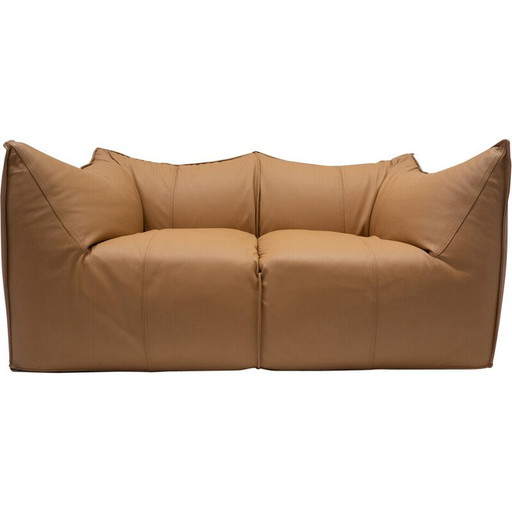 Vintage "Le bambole" bank in cognac leer van Mario Bellini voor B&B Italia, jaren 1970