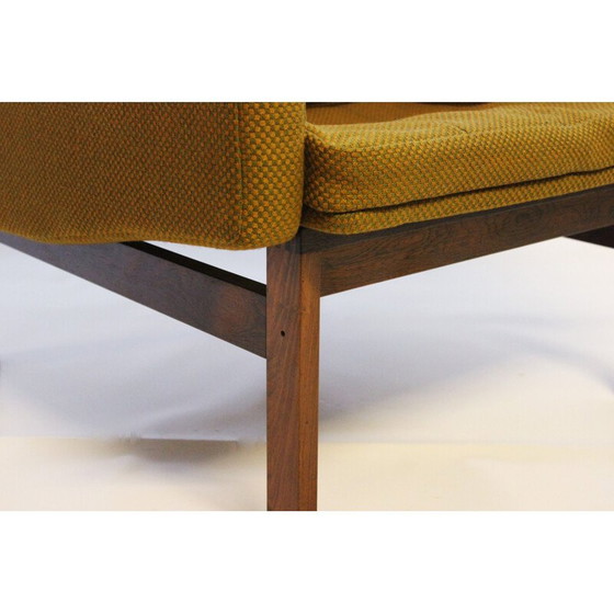 Image 1 of Vintage paar Moduline fauteuils in donkergroene stof en palissanderhout van Ole Gjerlov Knudsen en Torben Lind