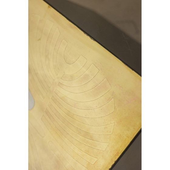 Image 1 of Vintage salontafel in verguld messing en rookglas, 1970