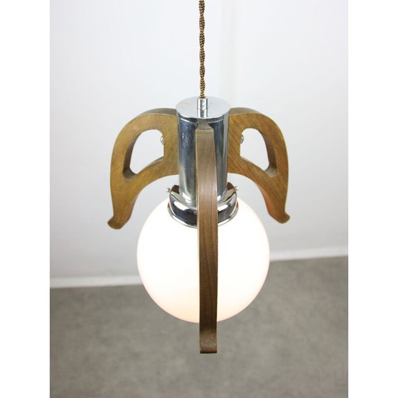 Image 1 of Vintage hanglamp in chroom en opaline glas, 1960